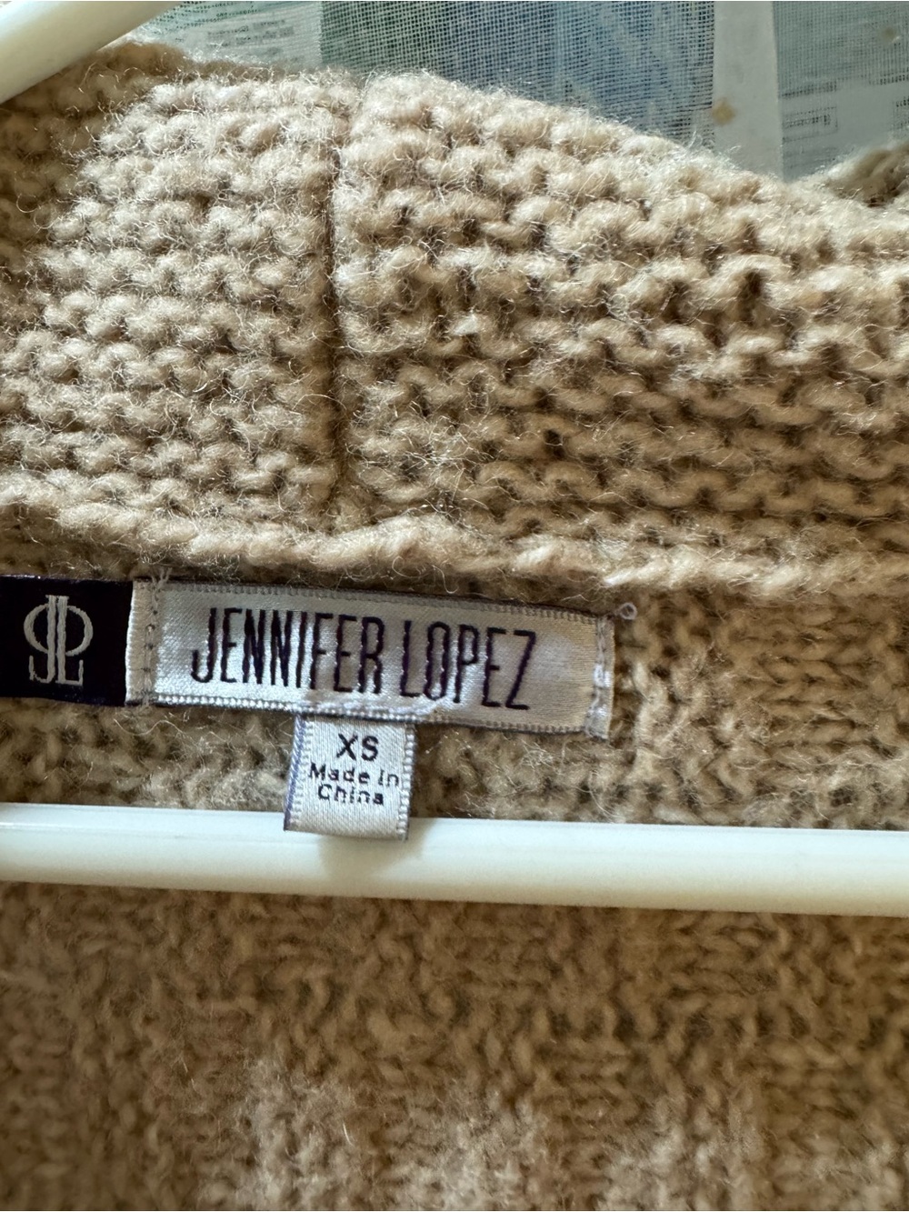 Jennifer Lopez Textured Open-Front Shawl Cardigan - Beige - Picture 3 of 3